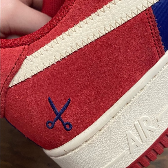 Nike Air Force 1 Barber shop Red and blue scissors Sneakers - Picture 3 of 9